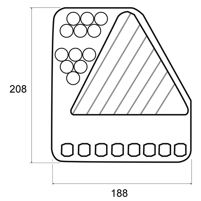 FEU Arriere Droit Triangle 5 Fonctions LED 12-24V référence fournisseur 1216777B